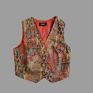 CIDER WOMEN BUTTON UP PAISLEY V-NECK SINGLE BREAST LINED VEST - SIZE XS